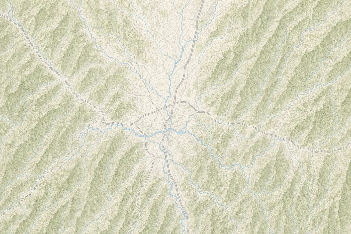 Topographic map of Asheville and Buncombe County, North Carolina